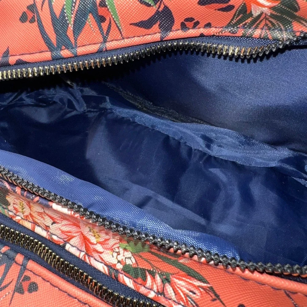 Nicole Miller New York Cosmetic Travel Bag Tropical Floral Print Makeup Pouch